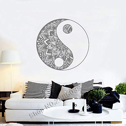 Yin Yang Yoga Patrón Tatuajes de pared Mandala Pegatina Vinilo Extraíble Decoración del hogar Bohemio Bohemio Estilo Papel pintado Creativo Calcomanía A2 M 56cm x 56cm