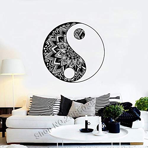 Yin Yang Yoga Patrón Tatuajes de pared Mandala Pegatina Vinilo Extraíble Decoración del hogar Bohemio Bohemio Estilo Papel pintado Creativo Calcomanía A2 M 56cm x 56cm