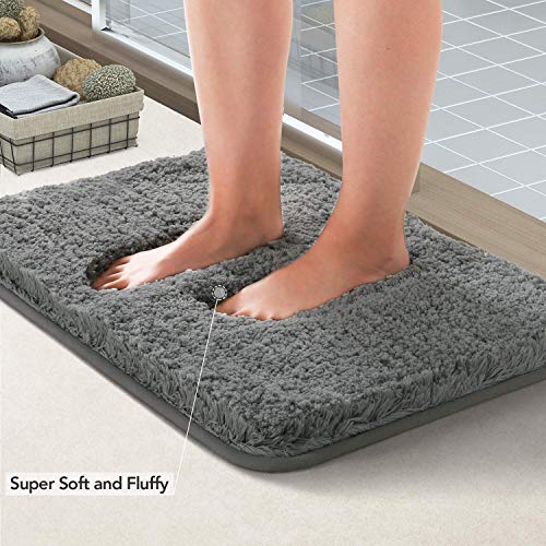 YIQI Alfombrilla de baño Absorbente de Agua Extra Gruesa Alfombra de baño de Microfibra Alfombra de baño Antideslizante Alfombras de Felpa Gruesas Lavables (Gris 40x60 cm)