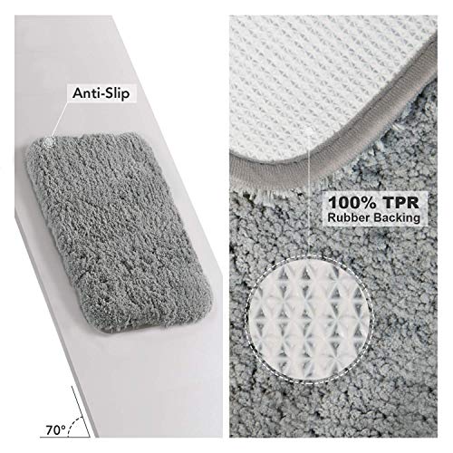 YIQI Alfombrilla de baño Absorbente de Agua Extra Gruesa Alfombra de baño de Microfibra Alfombra de baño Antideslizante Alfombras de Felpa Gruesas Lavables (Gris 40x60 cm)