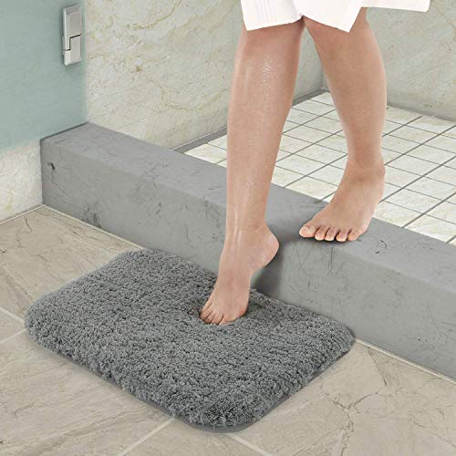 YIQI Alfombrilla de baño Absorbente de Agua Extra Gruesa Alfombra de baño de Microfibra Alfombra de baño Antideslizante Alfombras de Felpa Gruesas Lavables (Gris 40x60 cm)