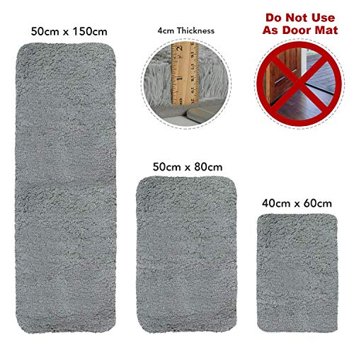 YIQI Alfombrilla de baño Absorbente de Agua Extra Gruesa Alfombra de baño de Microfibra Alfombra de baño Antideslizante Alfombras de Felpa Gruesas Lavables (Gris 40x60 cm)