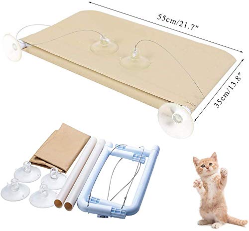 YIQI Hamaca para Gato, diseño de Ahorro de Espacio, Percha para Ventana con ventosas Grandes, Cama de Gatito, Transpirable, Tela Oxford y Bolsa de Dormir montada en alféizar(55x32cm) YIQI Hamaca para Gato, diseño de Ahorro de Espacio, Percha para Ventana con ventosas Grandes, Cama de Gatito, Transpirable, Tela Oxford y Bolsa de Dormir montada en alféizar(55x32cm)