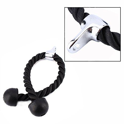 yiqi Heavy Duty Tricep Rope Cable de fijación para Fitness, Body Building & Gimnasio – Pull Down Cuerda Equipo, Negro