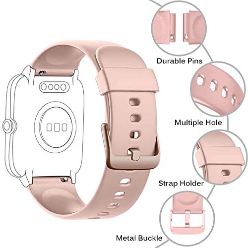 Yishark Pulseras de Repuesto para Fitness Tracker Correa ID205 ID205L ID205S ID205U Correa Repuesto de Reloj Deportivo Inteligente Pulseras Actividad Contador Pasos Calorías Podometro (Negro + Rosado)