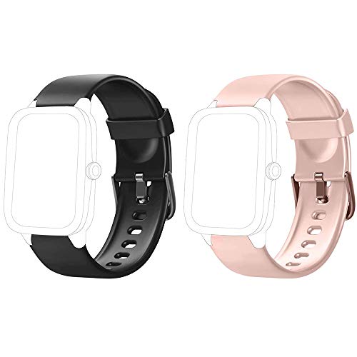 Yishark Pulseras de Repuesto para Fitness Tracker Correa ID205 ID205L ID205S ID205U Correa Repuesto de Reloj Deportivo Inteligente Pulseras Actividad Contador Pasos Calorías Podometro (Negro + Rosado)