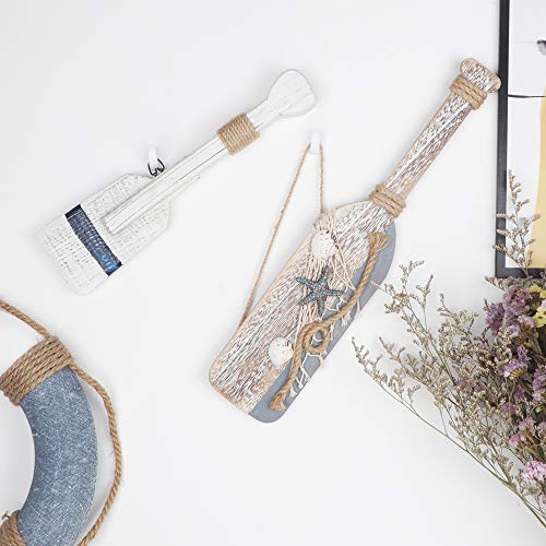 YiYa 40 CM Remos decoración de Madera con Estrellas de mar y Conchas para decoración náutica, decoración de Pared Adorno Colgante de Puerta Tema de Playa Decoración del hogar. YiYa 40 CM Remos decoración de Madera con Estrellas de mar y Conchas para decoración náutica, decoración de Pared Adorno Colgante de Puerta Tema de Playa Decoración del hogar.