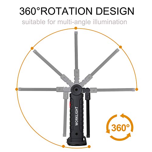 Yizhet 2 Piezas Portátil LED Lámpara de Trabajo Recargable por USB COB Lámpara de Inspección con Base Magnética y Gancho para el Hogar, Taller, Iluminación de Emergencia