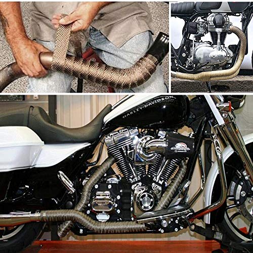 Yizhet Cinta de Escape,10M x 5CM Cinta Aislante Anticalor Aislante para Tubos de Escape Motocicleta Cinta de Disipación de Calor Cinta de Protección Contra el Calor con 4 Bridas Metálicas(Titanio) Yizhet Cinta de Escape,10M x 5CM Cinta Aislante Anticalor Aislante para Tubos de Escape Motocicleta Cinta de Disipación de Calor Cinta de Protección Contra el Calor con 4 Bridas Metálicas(Titanio)