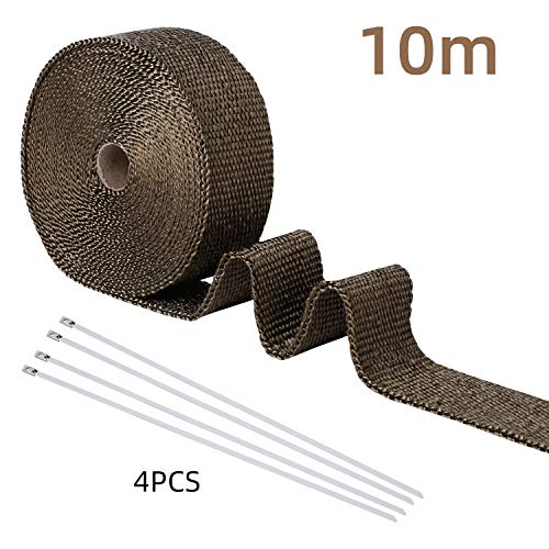 Yizhet Cinta de Escape,10M x 5CM Cinta Aislante Anticalor Aislante para Tubos de Escape Motocicleta Cinta de Disipación de Calor Cinta de Protección Contra el Calor con 4 Bridas Metálicas(Titanio) Yizhet Cinta de Escape,10M x 5CM Cinta Aislante Anticalor Aislante para Tubos de Escape Motocicleta Cinta de Disipación de Calor Cinta de Protección Contra el Calor con 4 Bridas Metálicas(Titanio)