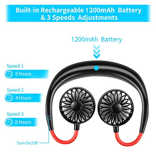 Yizhet Ventilador Cuello Ventilador USB Portátil Mini Ventilador de 3 Velocidad USB Colgante Cuello Abanico Viajes Deportivo Fan Portátil Ventilador Personal Portátil, Diseño de Auriculares Yizhet Ventilador Cuello Ventilador USB Portátil Mini Ventilador de 3 Velocidad USB Colgante Cuello Abanico Viajes Deportivo Fan Portátil Ventilador Personal Portátil, Diseño de Auriculares