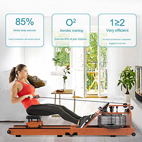 YIZHIYA Máquinas de Remo para Fitness,Máquinas de Remo de Madera Maciza de Doble vía Resistentes al Agua,Máquina de Remo Plegable para el hogar con Pantalla LCD,Equipo de Fitness Interior