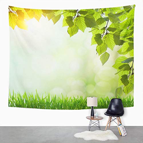 Y·JIANG Tapiz verde, azul cielo nubes mágicas de aire con vigas de aire para el hogar, dormitorio o dormitorio, 152,4 x 127 cm