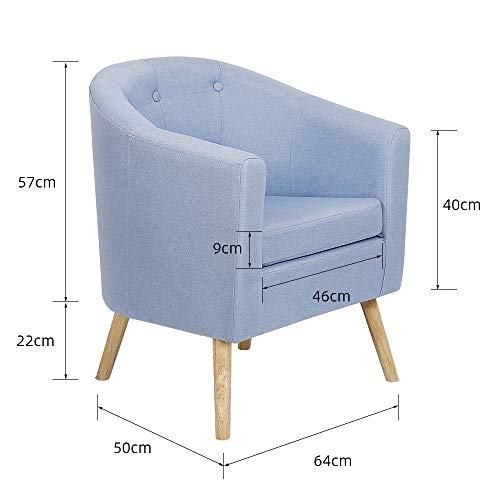 YJIIJY Sillón Modernos Escandinavo para Comedor/Sala de Estar/Oficina/Recepción/Cafetería (Azul)