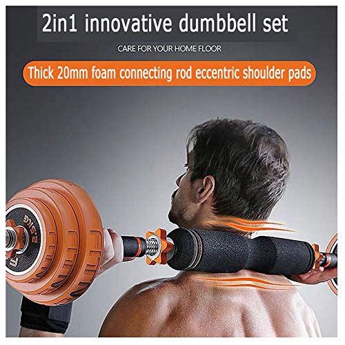 YLM 15 Kg de Carga Ajustable con Mancuernas de Fitness Peso Kit 2 en 1 Familia y Gimnasia Dedicado Dumbbell Set Barra Conjunto Mancuerna Dumbbell, Mancuerna Dama Mancuerna Hombres