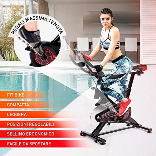 YM BICICLETA DE SPINNING CON DISCO DE INERCIA , sistema silent plus, resistencia regulable, robusta y silenciosa. Manillar triatlon, revestimiento de acero antihumedad.