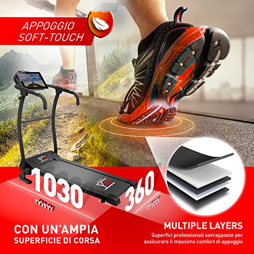 YM CINTA DE CORRER ELÉCTRICA PLEGABLE 1HP (2,5HP PEAK) 10 KM/H, SENSOR CARDÍACO, APLICACIÓN DE ENTRENAMIENTO Y MULTIJUGADOR KINOMAP, 12 PROGRAMAS, LUBRICACIÓN AUTOMÁTICA, LLAVES EN EL MANILLAR.