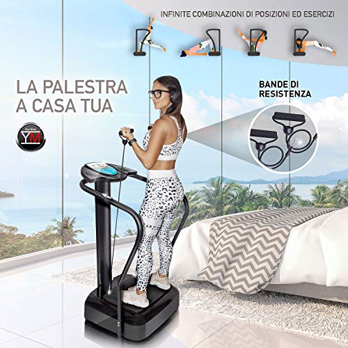YM Plataforma Vibratoria de Fitness, tonificación y adelgazamiento reafirmante, intensidad ajustable, 10 PROGRAMS + Auto, pantalla, cardio, elásticos de fitness YM Plataforma Vibratoria de Fitness, tonificación y adelgazamiento reafirmante, intensidad ajustable, 10 PROGRAMS + Auto, pantalla, cardio, elásticos de fitness