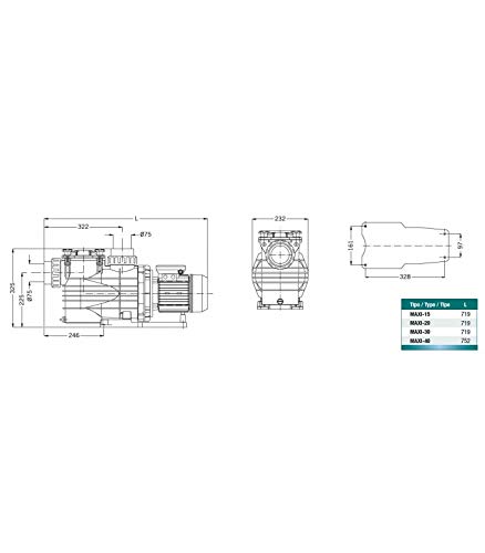 YMBERSA Bomba para Piscina PSH Maxi - 15M monofásica 1,5 CV 230V 50Hz