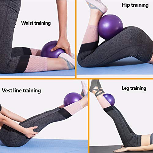 YMWALK Pelota de Pilates, 2 Pelotas de Ejercicio pequeñas de 25 cm, Mini Pelota de Pilates Suave Antideslizante para Gimnasio, Pilates, Yoga, Entrenamiento Central (Morado y Rosa)