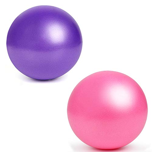 YMWALK Pelota de Pilates, 2 Pelotas de Ejercicio pequeñas de 25 cm, Mini Pelota de Pilates Suave Antideslizante para Gimnasio, Pilates, Yoga, Entrenamiento Central (Morado y Rosa)