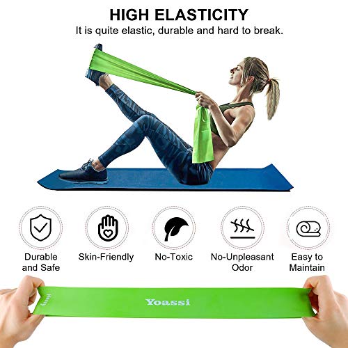 Yoassi Bandas de Resistencia, Kit de 5 Bandas Elasticas Fitness, de 4 Loop Bandas y 1 Plana Cinta de Ejercicios, para Yoga, Pilates, Crossfit, de Látex Natural, Multi-Colores Yoassi Bandas de Resistencia, Kit de 5 Bandas Elasticas Fitness, de 4 Loop Bandas y 1 Plana Cinta de Ejercicios, para Yoga, Pilates, Crossfit, de Látex Natural, Multi-Colores