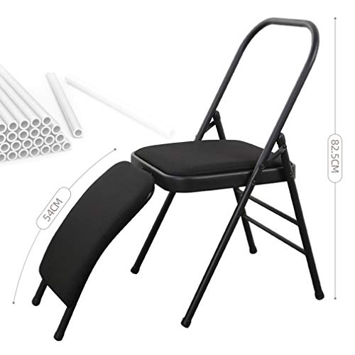 Yoga de la silla entrenamiento del equilibrio, la Propuesta para la flexibilidad y entrenamiento de la fuerza, plegable Iyengar yoga de la silla auxiliar, doble estructura de vigas,Negro,Waist support Yoga de la silla entrenamiento del equilibrio, la Propuesta para la flexibilidad y entrenamiento de la fuerza, plegable Iyengar yoga de la silla auxiliar, doble estructura de vigas,Negro,Waist support