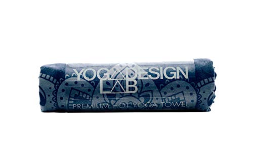 Yoga Design Lab | Toalla de Yoga | Suave y Acolchada | Antideslizante | Absorbente | Hecho de Microfibra de Botellas recicladas | Diseñada con tintas ecológicas (Mandala Sapphire)