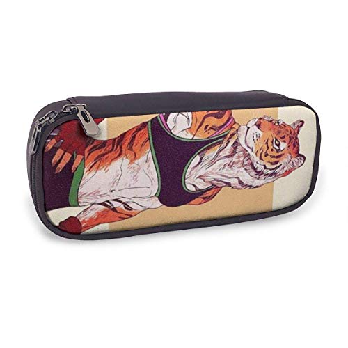Yoga Fitness Tiger PU Cuero Lápiz Estuche Estuche para bolígrafo Bolsa con cremallera Útiles escolares para estudiantes Yoga Fitness Tiger PU Cuero Lápiz Estuche Estuche para bolígrafo Bolsa con cremallera Útiles escolares para estudiantes