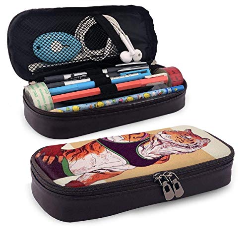 Yoga Fitness Tiger PU Cuero Lápiz Estuche Estuche para bolígrafo Bolsa con cremallera Útiles escolares para estudiantes Yoga Fitness Tiger PU Cuero Lápiz Estuche Estuche para bolígrafo Bolsa con cremallera Útiles escolares para estudiantes