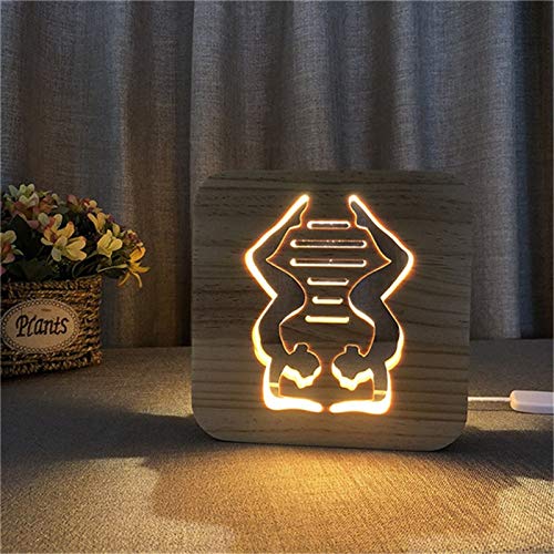 Yoga Light Gym Ilusión de Madera Talla Ligera Mesa de luz Nocturna Creativa para niños Regalos Decoración del hogar Transporte por Goteo