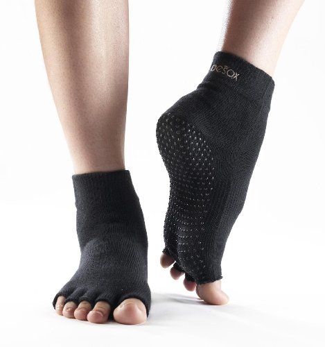 Yoga-mad Half Toe Ankle Calcetines de Yoga, Unisex Adulto, Negro, S