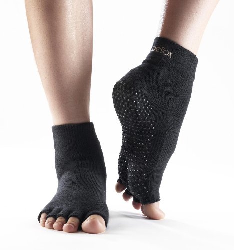 Yoga-mad Half Toe Ankle Calcetines de Yoga, Unisex Adulto, Negro, S Yoga-mad Half Toe Ankle Calcetines de Yoga, Unisex Adulto, Negro, S