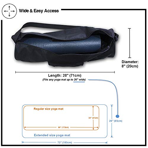 YogaAddict bolsa grande para esterilla de yoga «compacta» con bolsillos y cremallera, ideal para la mayoría de alfombrillas, extra ancha, correa ajustable, fácil acceso, 71 cm x 20 cm y 73 cm x 28 cm, Black (28"x8") YogaAddict bolsa grande para esterilla de yoga «compacta» con bolsillos y cremallera, ideal para la mayoría de alfombrillas, extra ancha, correa ajustable, fácil acceso, 71 cm x 20 cm y 73 cm x 28 cm, Black (28"x8")