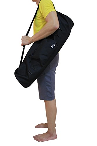 YogaAddict bolsa grande para esterilla de yoga «compacta» con bolsillos y cremallera, ideal para la mayoría de alfombrillas, extra ancha, correa ajustable, fácil acceso, 71 cm x 20 cm y 73 cm x 28 cm, Black (28"x8")