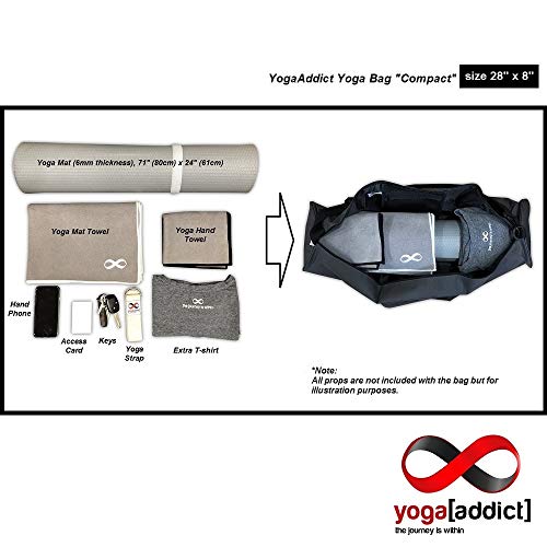 YogaAddict bolsa grande para esterilla de yoga «compacta» con bolsillos y cremallera, ideal para la mayoría de alfombrillas, extra ancha, correa ajustable, fácil acceso, 71 cm x 20 cm y 73 cm x 28 cm, Black (28"x8") YogaAddict bolsa grande para esterilla de yoga «compacta» con bolsillos y cremallera, ideal para la mayoría de alfombrillas, extra ancha, correa ajustable, fácil acceso, 71 cm x 20 cm y 73 cm x 28 cm, Black (28"x8")