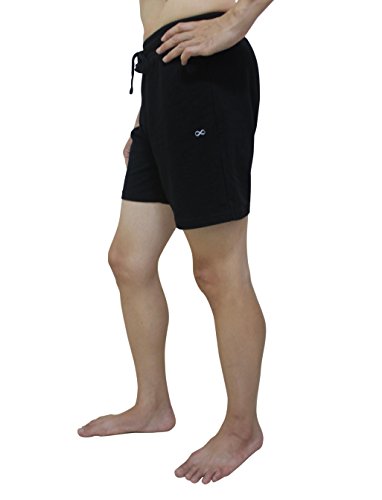 YogaAddict - Pantalones cortos de yoga para hombre, secado rápido, sin bolsillos, para cualquier yoga (Bikram, Hot Yoga, Hatha, Ashtanga), pilates, gimnasio, negro con forro interior - Talla L