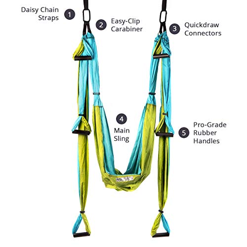YOGABODY Yoga Trapeze (Oficial) con DVD, Color Azul/Turquesa - Yoga Aéreo YOGABODY Yoga Trapeze (Oficial) con DVD, Color Azul/Turquesa - Yoga Aéreo