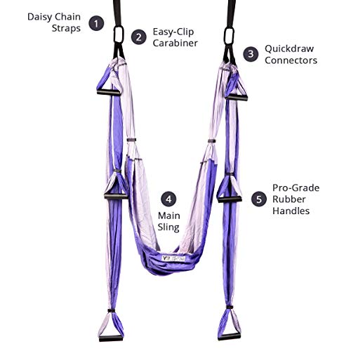 YOGABODY Yoga Trapeze (Oficial) con DVD, Color Lila - Yoga Aéreo YOGABODY Yoga Trapeze (Oficial) con DVD, Color Lila - Yoga Aéreo