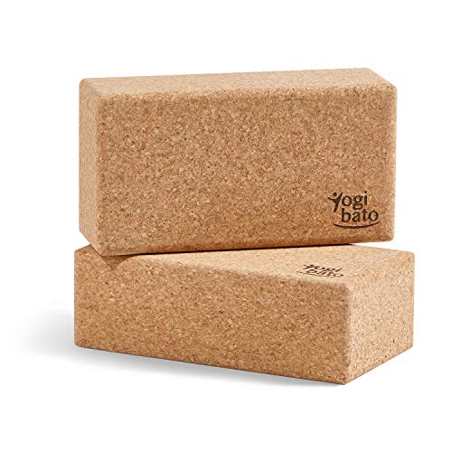 Yogibato Bloque de Yoga de Corcho – Antideslizante y de Agarre fácil │ Set de 2pcs │ Block de Corcho Natural para Pilates y Ejercicios Fitness – Bloque Hecho de Corcho 100% Natural