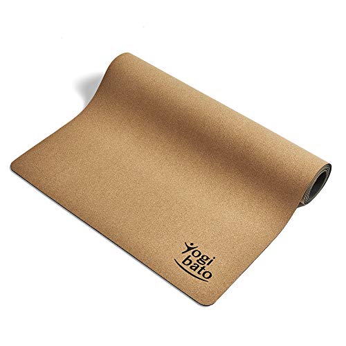 Yogibato Esterilla de Yoga de Corcho con Correa de Transporte – Superficie Antideslizante – Ejercicios de Pilates, Gimnasia y Fitness – Colchoneta Yoga Hecha de Corcho y Caucho [183x61x0,4cm]