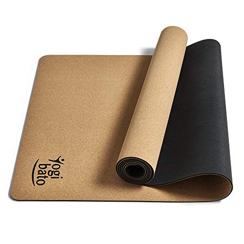 Yogibato Esterilla de Yoga de Corcho con Correa de Transporte – Superficie Antideslizante – Ejercicios de Pilates, Gimnasia y Fitness – Colchoneta Yoga Hecha de Corcho y Caucho [183x61x0,4cm]