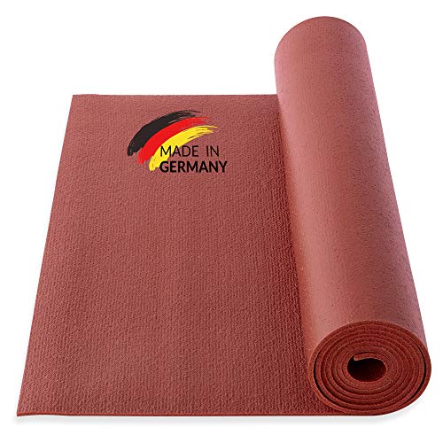 Yogibato Esterilla de Yoga Studio de PVC – Certificado Oeko-Tex 100 – Fabricado en Alemania – Antideslizante y Duradera – Colchoneta para Gimnasia Pilates Fitness [183x60x0,45cm] – Granate