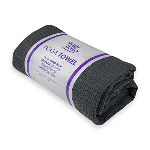 Yogibato Toalla de Yoga – Antideslizante y de Secado rápido – Toalla para Pilates Antideslizante – Toalla Antideslizante para Bikram y Hot Yoga – [183 x 61 cm] – Gris Oscuro