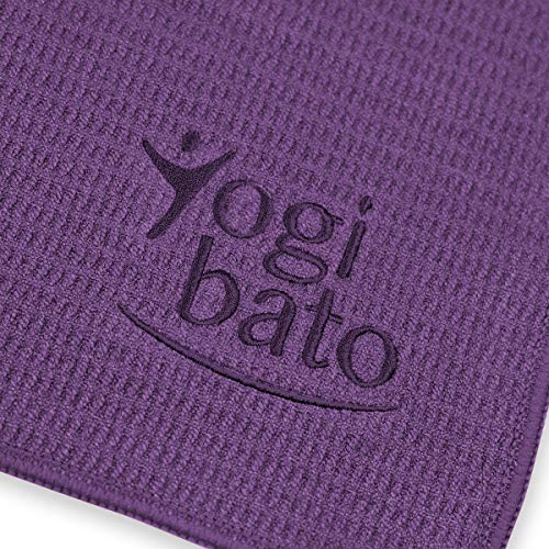 Yogibato Toalla de Yoga – Antideslizante y de Secado rápido – Toalla para Pilates Antideslizante – Toalla Antideslizante para Bikram y Hot Yoga – [183 x 61 cm] - Morado