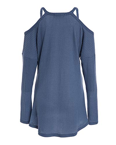 YOINS Camiseta Mujer de Manga Larga Camisa con Hombros Fríos Color Sólido Cuello en V Blusa Azul 02-Nuevo M YOINS Camiseta Mujer de Manga Larga Camisa con Hombros Fríos Color Sólido Cuello en V Blusa Azul 02-Nuevo M