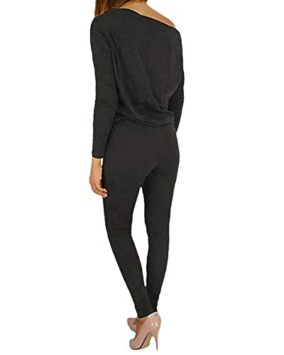 Yoins - Mono de manga larga para mujer, un solo hombro, elegante, monocromático A-gris oscuro. XL Yoins - Mono de manga larga para mujer, un solo hombro, elegante, monocromático A-gris oscuro. XL