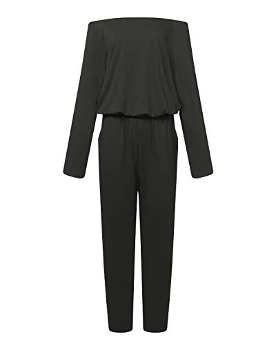 Yoins - Mono de manga larga para mujer, un solo hombro, elegante, monocromático A-gris oscuro. XL Yoins - Mono de manga larga para mujer, un solo hombro, elegante, monocromático A-gris oscuro. XL