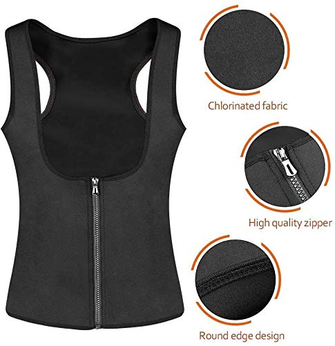 Yokald Faja Reductora Adelgazante Abdominal Mujer Neopreno Camiseta Sudoración Compresión de Sauna Chaleco para Pérdida de Peso con Quema Grasa Deportivo (Negro, 3XL)