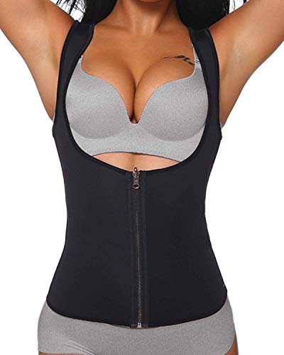 Yokald Faja Reductora Adelgazante Abdominal Mujer Neopreno Camiseta Sudoración Compresión de Sauna Chaleco para Pérdida de Peso con Quema Grasa Deportivo (Negro, 3XL)